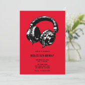 ブラックミュージックヘッドフォンダンスDJ誕生日パーティー 招待状 (スタンド正面)