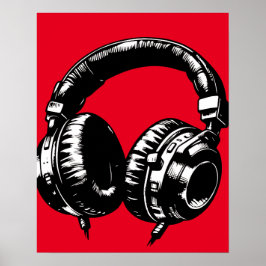 ブラックミュージックヘッドフォンダンスDJ ポスター