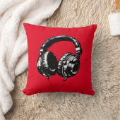 ブラックミュージックヘッドフォンDJ クッション (ブランケット)