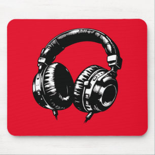 ブラックミュージックヘッドフォンDJ マウスパッド