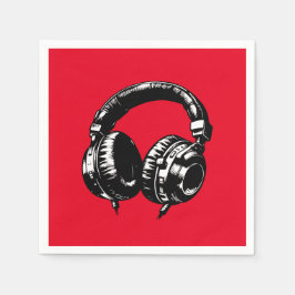 ブラックミュージック ヘッドホン ダンス DJ 誕生日パーティー スタンダードカクテルナプキン