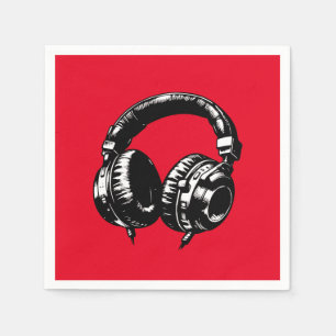 ブラックミュージック ヘッドホン ダンス DJ 誕生日パーティー スタンダードカクテルナプキン