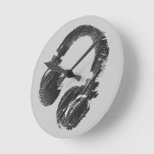 ブラックミュージックdeejayヘッドフォン ラウンド壁時計 (傾斜)