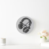 ブラックミュージックdeejayヘッドフォン ラウンド壁時計 (ホーム)