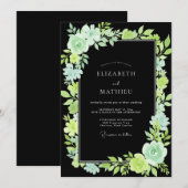 ブラックミントの葉エーカリプタスの結婚式 招待状 (正面/裏面)