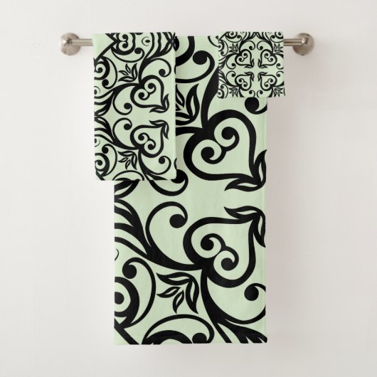 ブラックミントグリーン抽象芸術スタイルバスルーム用タオルセット バスタオルセット (インサイチュ)