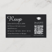 ブラックミールの設定と食べ物のオプション卒業RSVP エンクロージャーカード (正面)