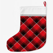 ブラックムースランバージャックパタパーソナライズされたーン ラージクリスマスストッキング (裏面)