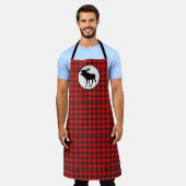 ブラックムース付きバッファローレッドプレイド エプロン (着用した状態)