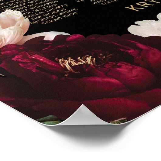 ブラックムーディバーガンディ赤面結婚フローラの座席 ポスター (角)