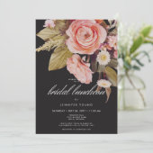 ブラックムーディピンク赤面開花ブライダルルンチョン 招待状 (スタンド正面)