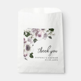 ブラックムーディーアネモネ&パープルフラワーブライダルシャワープレゼント フェイバーバッグ