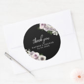 ブラックムーディーパープルとホワイトの花のブライダルシャワー ラウンドシール (封筒)