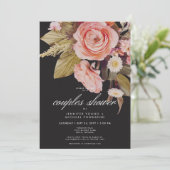 ブラックムーディーピンクのブッシュブルーム カップルシャワー 招待状 (スタンド正面)