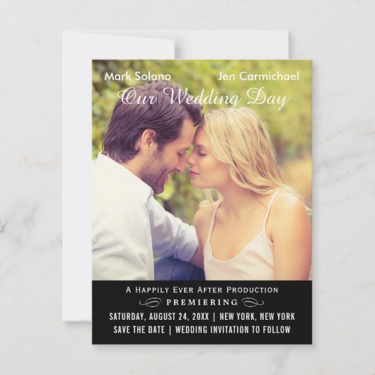 ブラックムービー結婚ポスターの写真日付の保存 セーブザデート (正面)