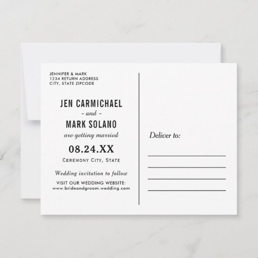 ブラックムービー結婚ポスターの写真日付の保存 セーブザデート (裏面)