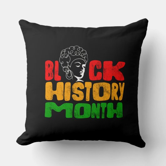 ブラックムーンデイグリーティングタイポグラフィ クッション (正面)