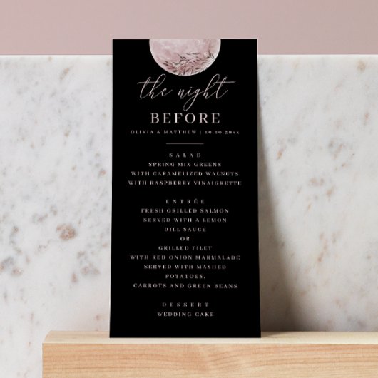 ブラックムーンリハーサルディナー | 前の夜 メニュー