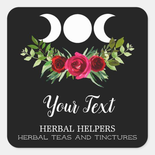 ブラックムーン漢方薬ラベル スクエアシール (正面)