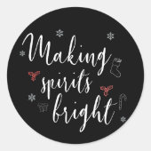 ブラックメイキングスピリッツ明るい雪のフレークのクリスマス ラウンドシール (正面)