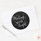 ブラックメイキングスピリッツ明るい雪のフレークのクリスマス ラウンドシール (封筒)