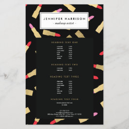 ブラックメイクアップアーティストのラグジュアリーグレームリップスティック模様 チラシ