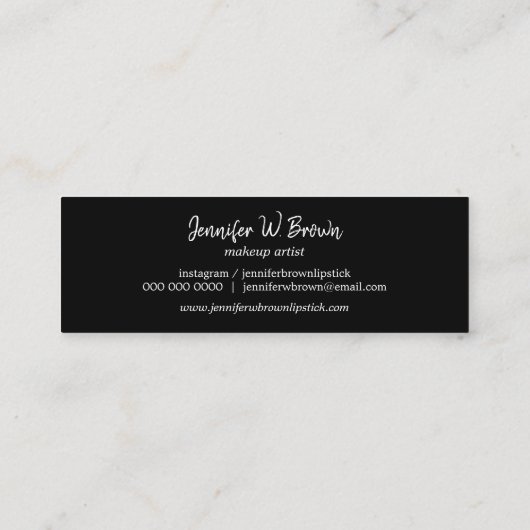 ブラックメイクアップアーティスト美しいの点滅 スキニー名刺 (裏面)