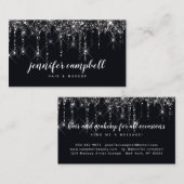 ブラックメイクアップアーティスト美容師グリッタードリップ 名刺 (正面/裏面)