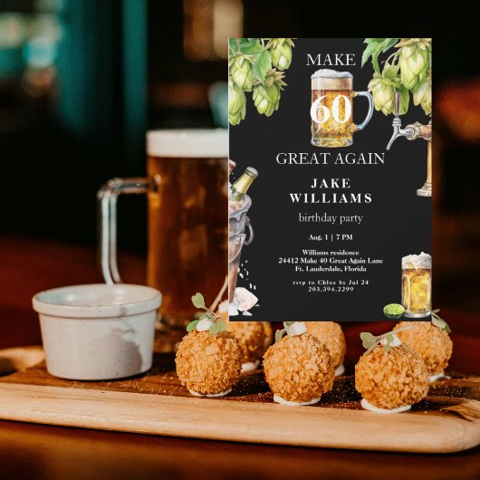 ブラックメイク60素晴らし再びビール誕生日パーティー 招待状