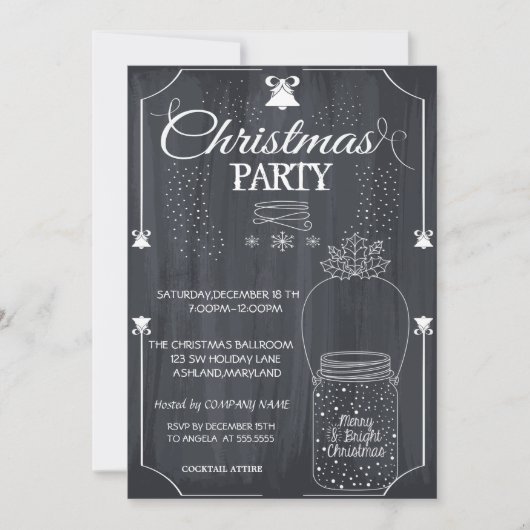 ブラックメイスンジャー会社クリスマスパーティー 招待状 (正面)