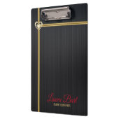 ブラックメエレガントタル背景金ゴールドストライプ クリップボード (左)