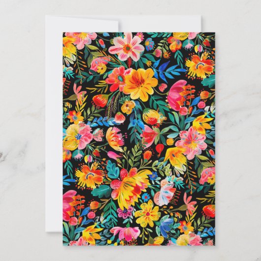 ブラックメキシカンフィエスタフローラテーマ誕生日 招待状 (裏面)