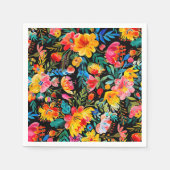 ブラックメキシカンブライトフローラフェスタパーティー スタンダードカクテルナプキン (正面)