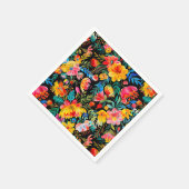 ブラックメキシカンブライトフローラフェスタパーティー スタンダードカクテルナプキン (角)