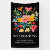 ブラックメキシコフェスタフローラパーティー歓迎 横断幕 (縦)