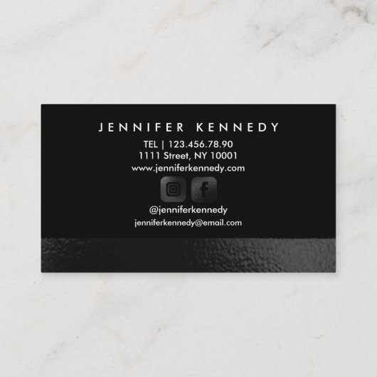 ブラックメタエレガントリックメイクアーティスト美しいサロン 名刺 (裏面)