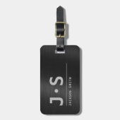 ブラックメタモダンルシンプルパーソナライズされたの名前 ラゲッジタグ (正面縦)