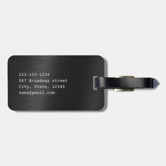 ブラックメタモダンルシンプルパーソナライズされたの名前 ラゲッジタグ (裏面横)