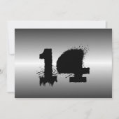 ブラックメタリックグランジボーイズ誕生日パーティー 招待状 (正面)