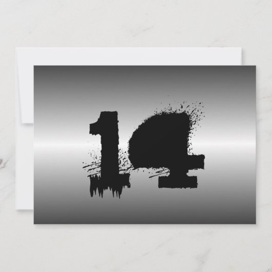 ブラックメタリックグランジボーイズ誕生日パーティー 招待状 (正面)