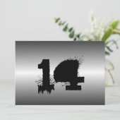 ブラックメタリックグランジボーイズ誕生日パーティー 招待状 (スタンド正面)