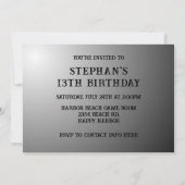 ブラックメタリックグランジボーイズ誕生日パーティー 招待状 (裏面)