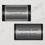 ブラックメタリックシルバーグレー鋼メタルルック#8 名刺 (正面/裏面)