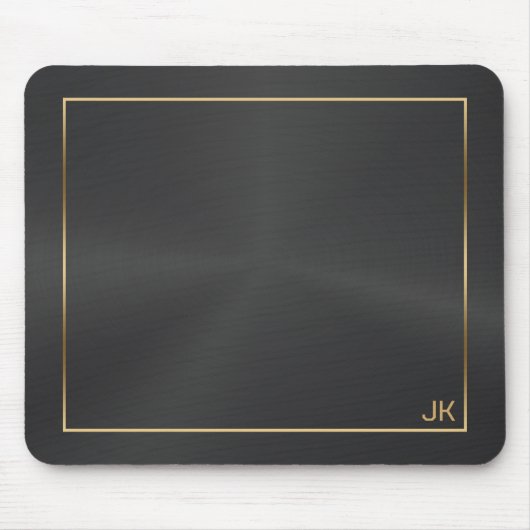 ブラックメタリックテクスチャと金ゴールドフレームマウスパッド マウスパッド (正面)