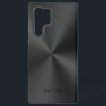 ブラックメタリックテクスチャステンレス鋼の外観 SAMSUNG GALAXY S22 ULTRAケース<br><div class="desc">光沢のあるシンプルメタリックテクスチャ、ステンレス鋼の外観のスリックなイメージ。カスタマイズ可能な黒文字モノグラム。単色エレガントデザイン。</div>