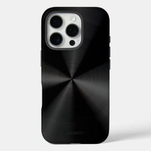 ブラックメタリックテクスチャ ステンレス鋼風 iPhone 16 PROケース