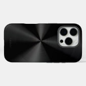 ブラックメタリックテクスチャ ステンレス鋼風 Case-Mate iPhoneケース (裏面 (横))