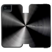 ブラックメタリックパターンステンレス鋼の外観 INCIPIO iPhoneウォレットケース (フォリオオープン)