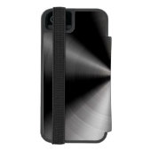 ブラックメタリックパターンステンレス鋼の外観 INCIPIO iPhoneウォレットケース (フォリオ裏面)