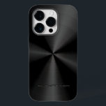 ブラックメタリックパターンステンレス鋼ルック3 Case-Mate iPhone 14 PROケース<br><div class="desc">黒い光沢のあるメタリックパターンのステンレス鋼の外観。カスタムとオプションのモノグラムこれは金属ではなくステンレス鋼のパターンの実在イメージである。他の製品で利用可能</div>